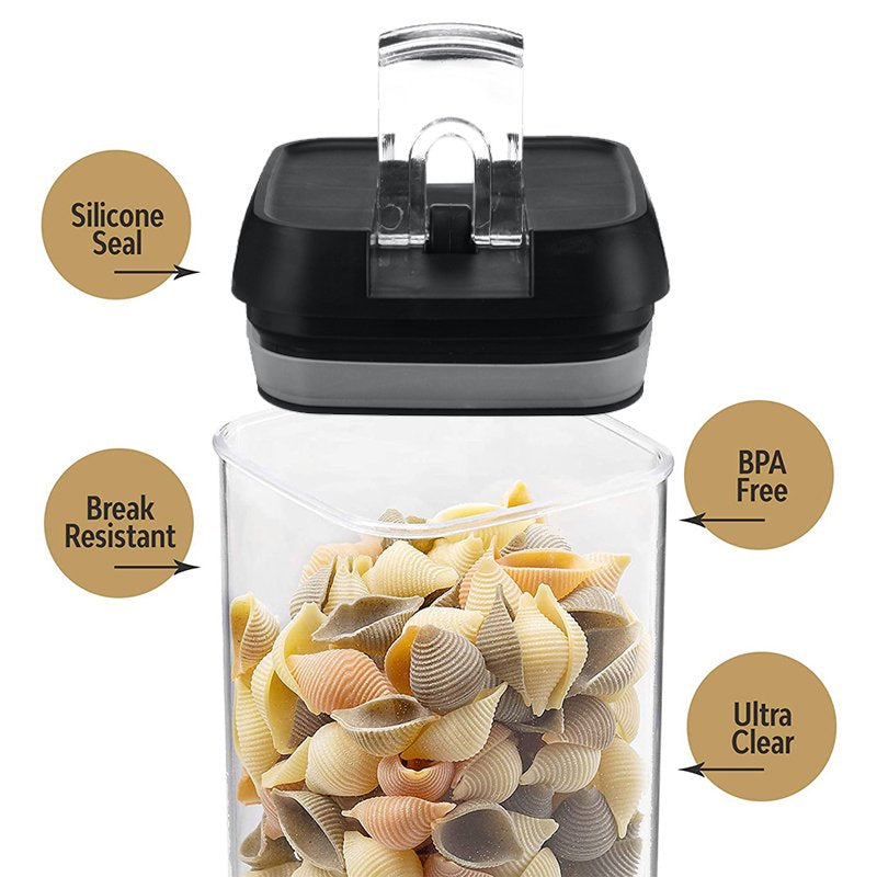 Rynx | 7 pieces airtight food storage containers set Kitchen organization Grain containers Storage with 8 labels and chalk marks BPA-free Clear plastic Kitchen and pantry organizing containers