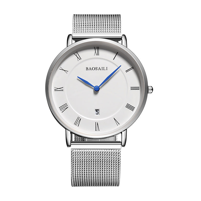Rynx | Men's Business Watch Stainless Steel Watch Roman Digital Dial Blue Hands