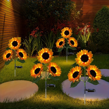 Rynx | SolarBloom - Sunflower LED Garden Lighting with 3 Heads, Waterproof