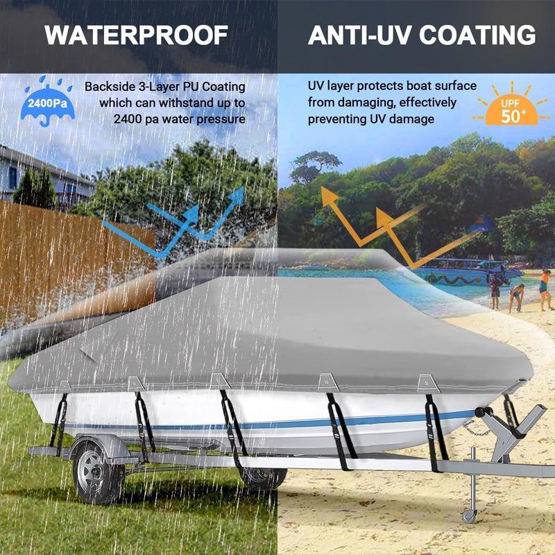Rynx | 20'-22' Boat Cover 600D Trailerable Waterproof Boat Cover Protection Cover for All-Weather