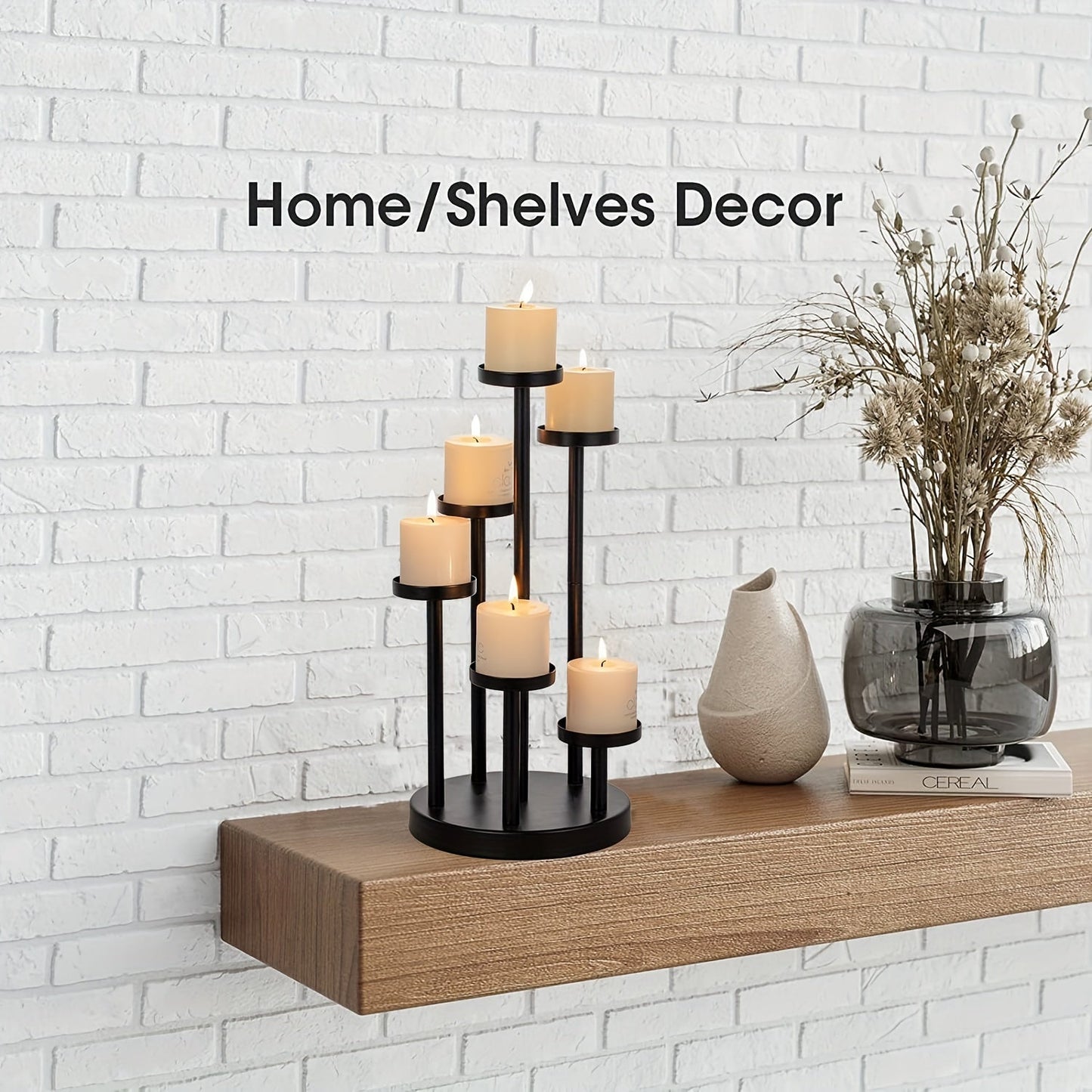 Rynx | Elegant Black Candelabra Table Decoration – 5-Column Candle Holder For Weddings, Parties, Dinner Table