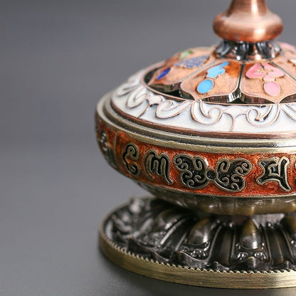 Rynx | Legin plate incense burner household Tibetan Eight Treasures Eight Luck Sandalwood incense burner Nepal tea ceremony offerings