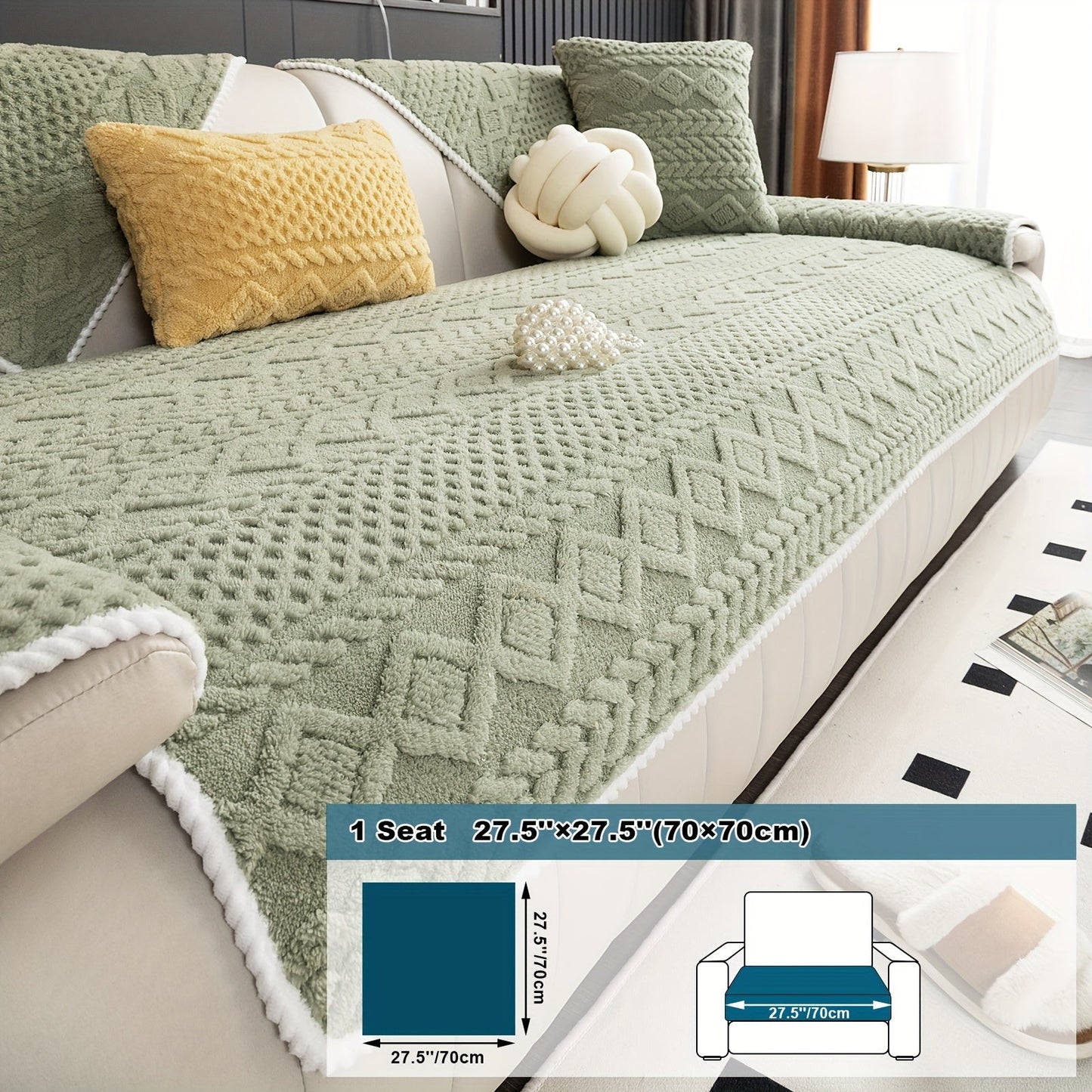 Rynx | 1pc Sofa Slipcover - Pet Dog Friendly, Fuzzy Non-Slip, Breathable Sofa Cover for Bedroom, Office, Living Room Decor