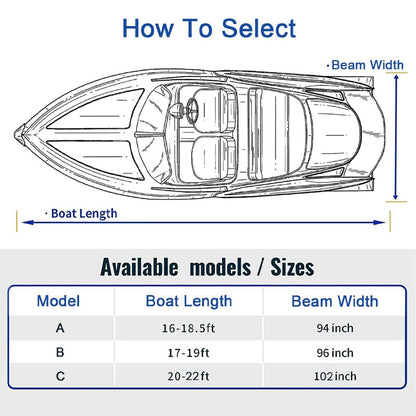 Rynx | 20'-22' Boat Cover 600D Trailerable Waterproof Boat Cover Protection Cover for All-Weather