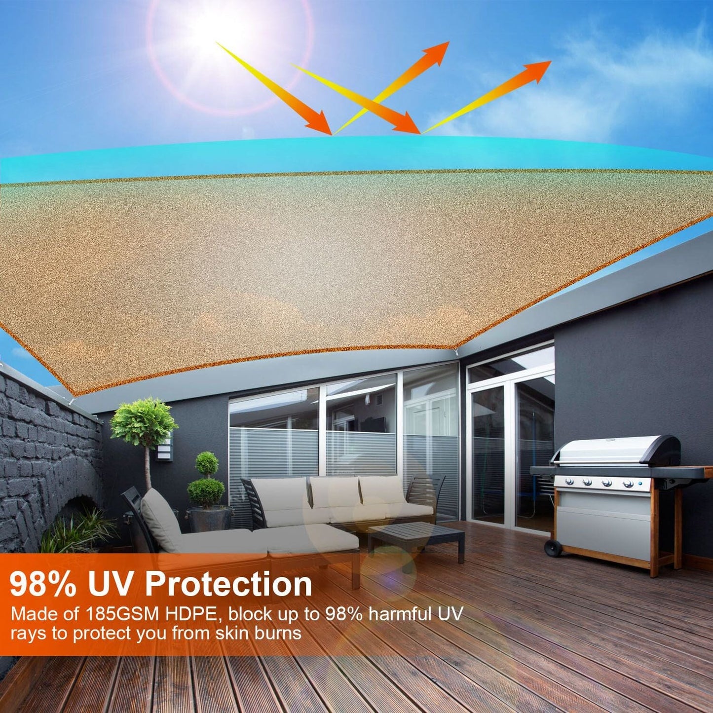 Rynx | 98% UV Blockers Awning Hide Rectangular Shade Sail Top Canopy