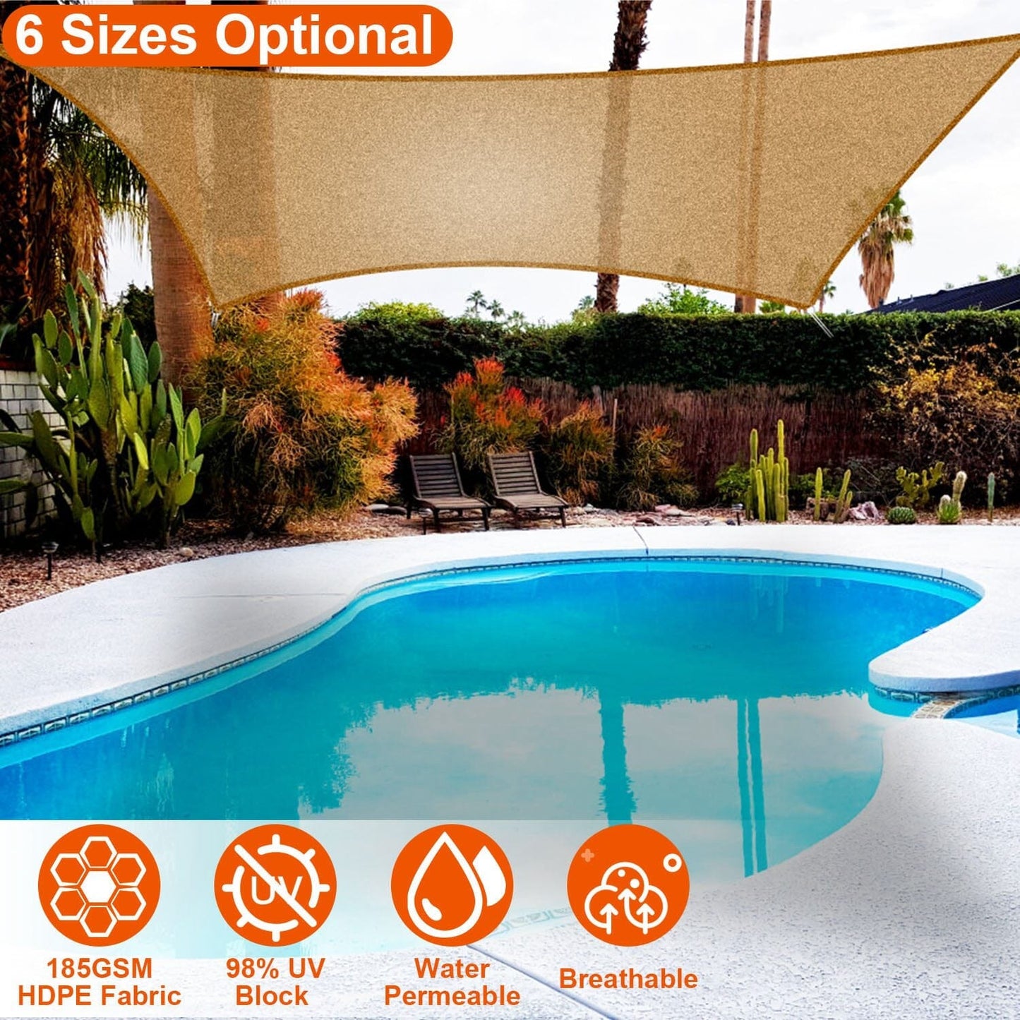 Rynx | 98% UV Blockers Awning Hide Rectangular Shade Sail Top Canopy