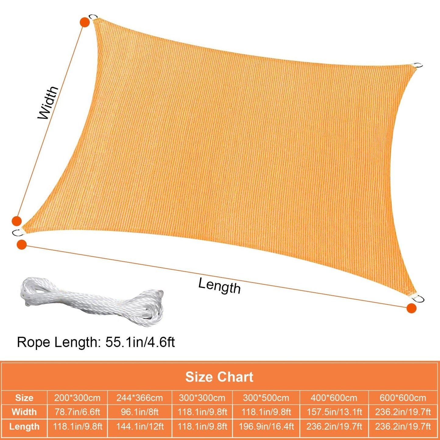 Rynx | 98% UV Blockers Awning Hide Rectangular Shade Sail Top Canopy