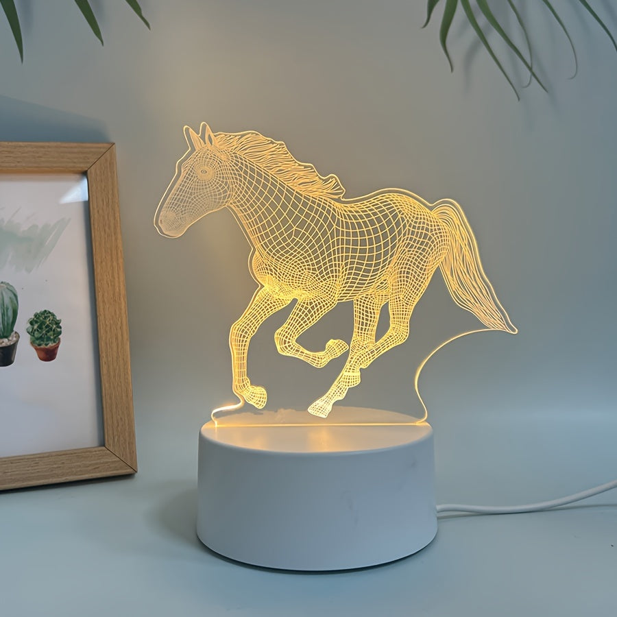 Rynx | DyrLys - Geometric Horse Night Lamp, USB-powered LED Table Lamp