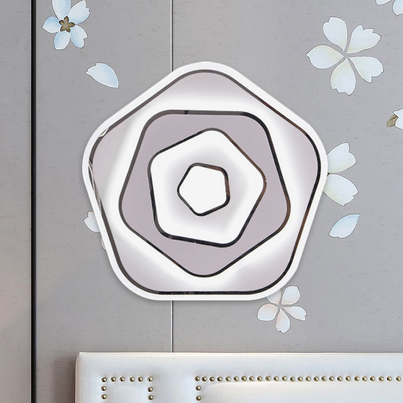 Rynx | White Round/Pentagon Wall Lighting Idea Nordic LED Acrylic Wall Lamp for the Study Room, White/Warm Light