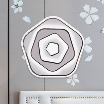 Rynx | White Round/Pentagon Wall Lighting Idea Nordic LED Acrylic Wall Lamp for the Study Room, White/Warm Light