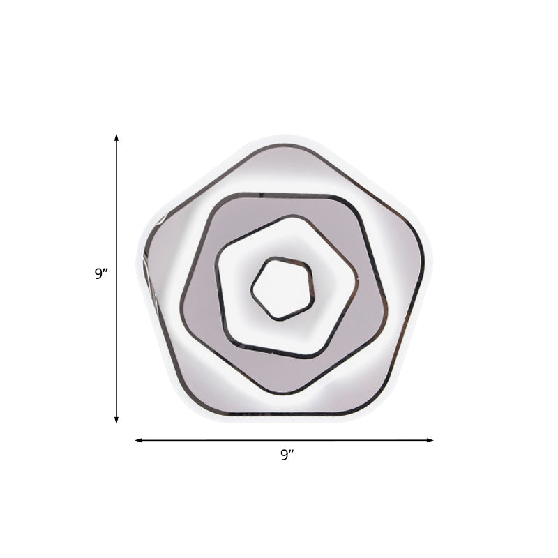 Rynx | White Round/Pentagon Wall Lighting Idea Nordic LED Acrylic Wall Lamp for the Study Room, White/Warm Light