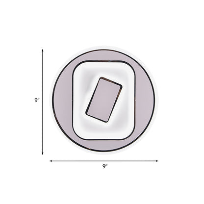 Rynx | White Round/Pentagon Wall Lighting Idea Nordic LED Acrylic Wall Lamp for the Study Room, White/Warm Light