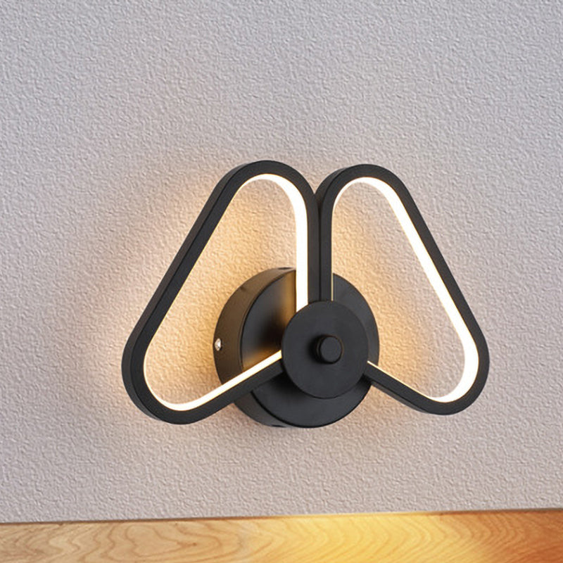 Rynx | Metallic Double Triangle Scone Light Simplicity White/Black LED Wall Light Idea in White/Warm Light