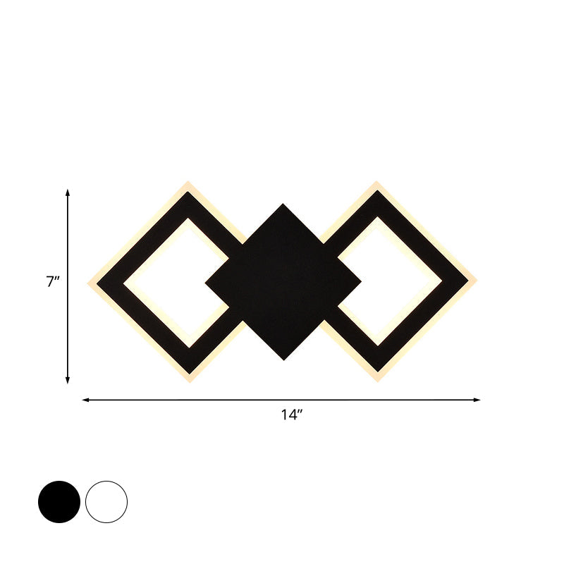 Rynx | Black/White Rhombus Wall Lighting Idea Nordic LED Metal Wall Lamp for Bedroom, White/Warm Light