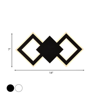 Rynx | Black/White Rhombus Wall Lighting Idea Nordic LED Metal Wall Lamp for Bedroom, White/Warm Light