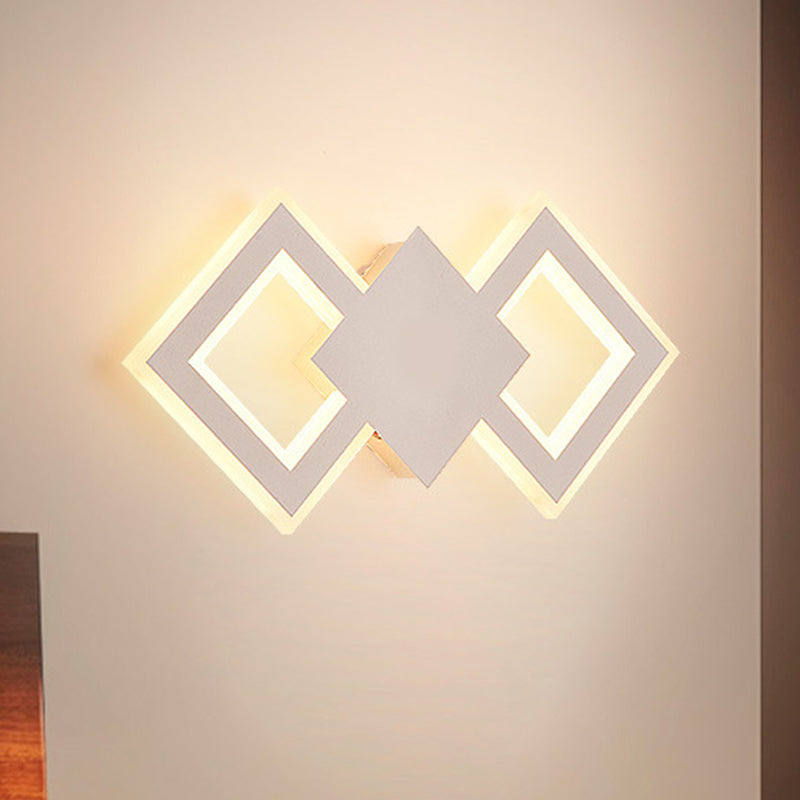 Rynx | Black/White Rhombus Wall Lighting Idea Nordic LED Metal Wall Lamp for Bedroom, White/Warm Light