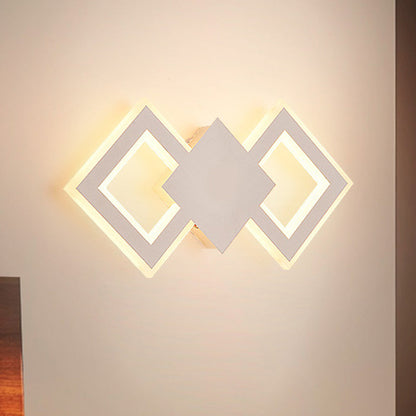 Rynx | Black/White Rhombus Wall Lighting Idea Nordic LED Metal Wall Lamp for Bedroom, White/Warm Light