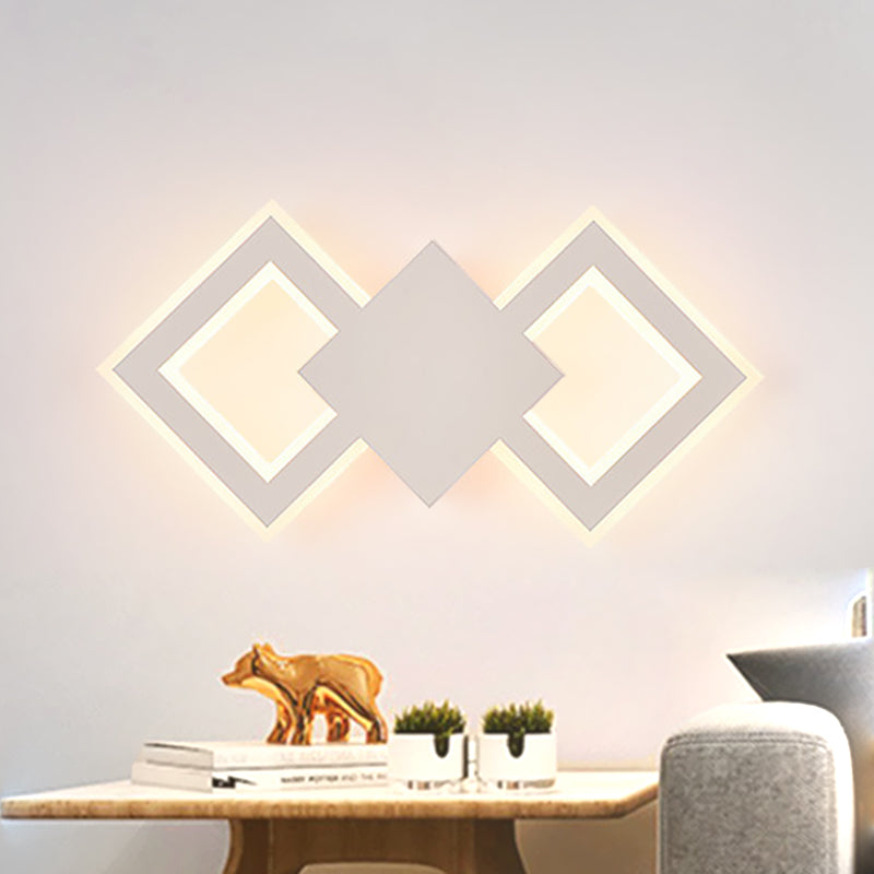 Rynx | Black/White Rhombus Wall Lighting Idea Nordic LED Metal Wall Lamp for Bedroom, White/Warm Light
