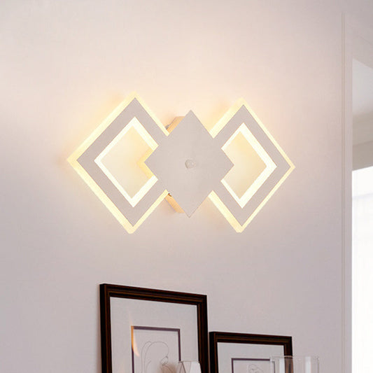 Rynx | Black/White Rhombus Wall Lighting Idea Nordic LED Metal Wall Lamp for Bedroom, White/Warm Light