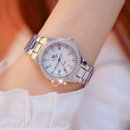 Rynx | Elegant luxury full diamonds small dial steel strap quartz watch