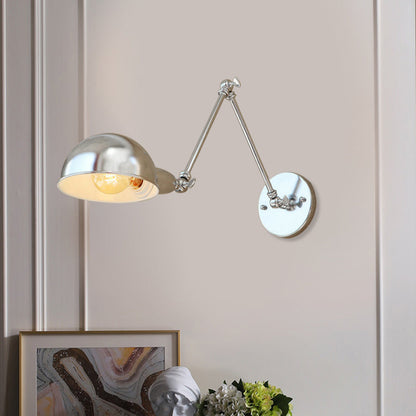 Rynx | Curved Metal Wall Light Industrial Style 1 Light Bedroom Wall Lamp with Swivel Arm in Chrome