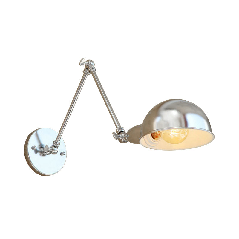 Rynx | Curved Metal Wall Light Industrial Style 1 Light Bedroom Wall Lamp with Swivel Arm in Chrome