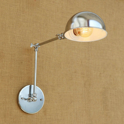Rynx | Curved Metal Wall Light Industrial Style 1 Light Bedroom Wall Lamp with Swivel Arm in Chrome
