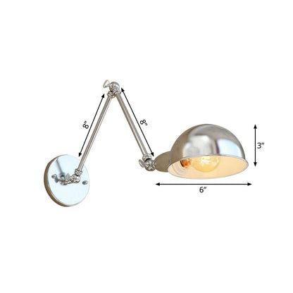 Rynx | Curved Metal Wall Light Industrial Style 1 Light Bedroom Wall Lamp with Swivel Arm in Chrome