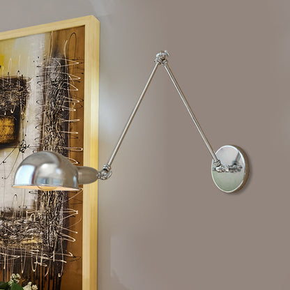 Rynx | Curved Metal Wall Light Industrial Style 1 Light Bedroom Wall Lamp with Swivel Arm in Chrome