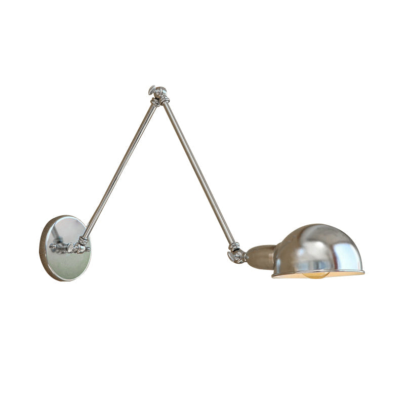 Rynx | Curved Metal Wall Light Industrial Style 1 Light Bedroom Wall Lamp with Swivel Arm in Chrome