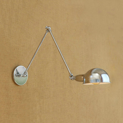 Rynx | Curved Metal Wall Light Industrial Style 1 Light Bedroom Wall Lamp with Swivel Arm in Chrome
