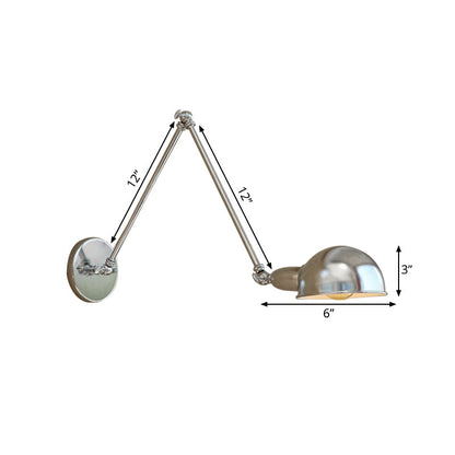 Rynx | Curved Metal Wall Light Industrial Style 1 Light Bedroom Wall Lamp with Swivel Arm in Chrome