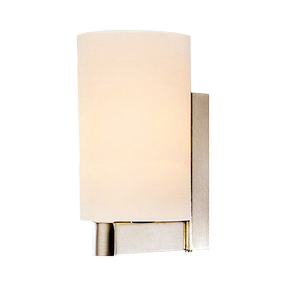 Rynx | White glass cylinder wall lamp Modern 1 light chrome wall light for hallway