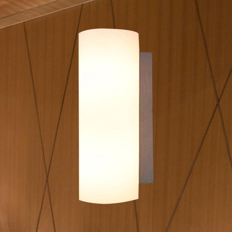 Rynx | Cylindrical Bedroom Wall Light White Glass 1 Light Modernist Wall Mount Light