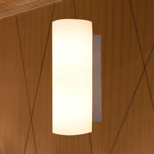 Rynx | Cylindrical Bedroom Wall Light White Glass 1 Light Modernist Wall Mount Light