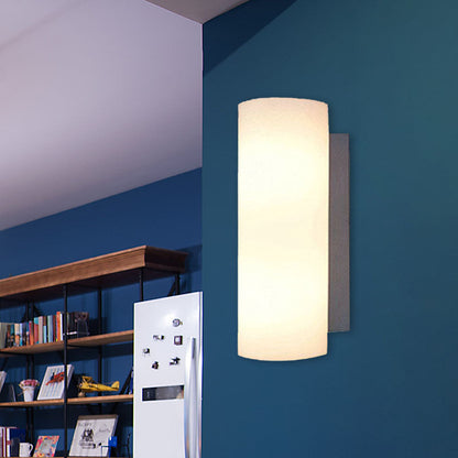 Rynx | Cylindrical Bedroom Wall Light White Glass 1 Light Modernist Wall Mount Light