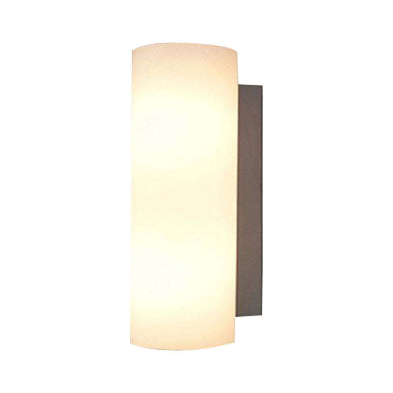 Rynx | Cylindrical Bedroom Wall Light White Glass 1 Light Modernist Wall Mount Light