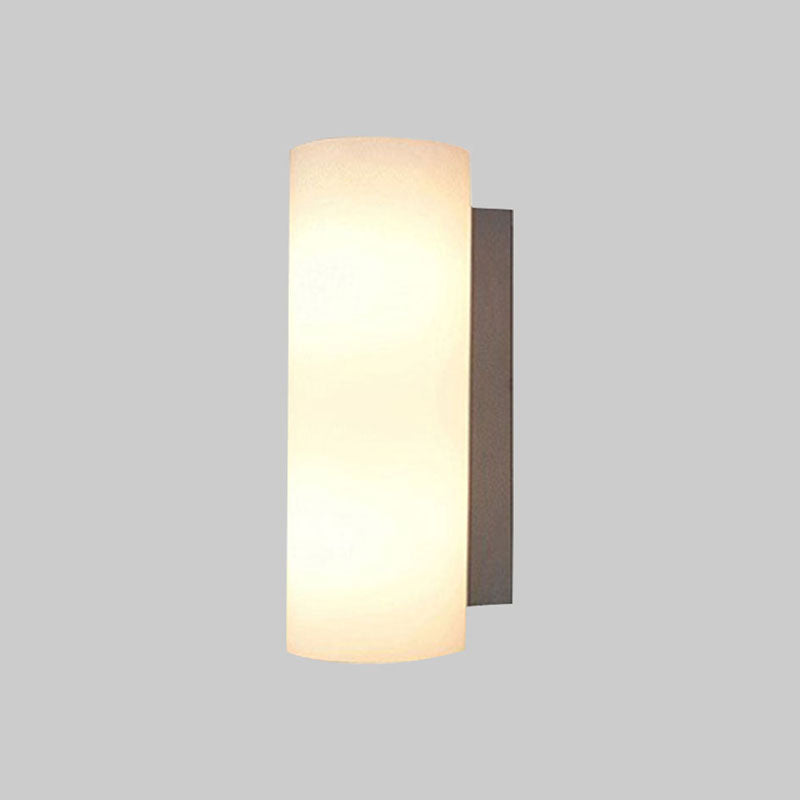 Rynx | Cylindrical Bedroom Wall Light White Glass 1 Light Modernist Wall Mount Light