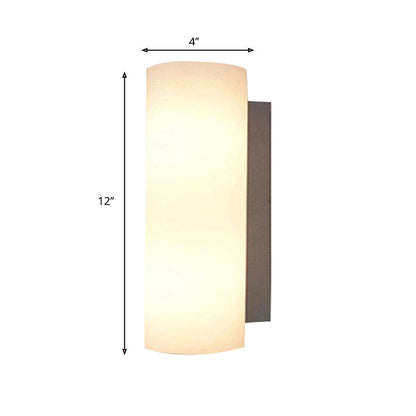 Rynx | Cylindrical Bedroom Wall Light White Glass 1 Light Modernist Wall Mount Light