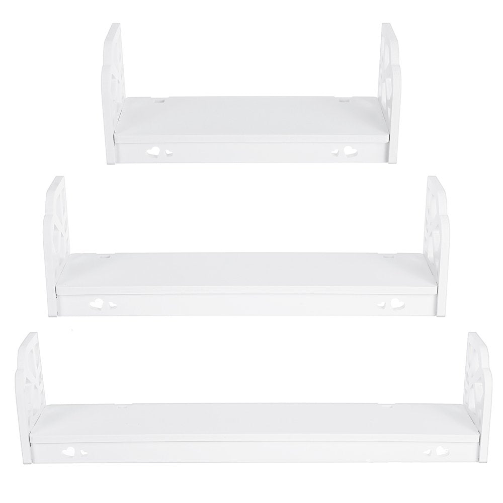 Rynx | Set with 3 Wall Shelves Retro Floating Wall Shelves Modern Display Shelf Plant Holder Bathroom Storage Shelf for Home Office Bedroom Kitchen Bathroom Decor Gifts White