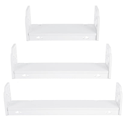 Rynx | Set with 3 Wall Shelves Retro Floating Wall Shelves Modern Display Shelf Plant Holder Bathroom Storage Shelf for Home Office Bedroom Kitchen Bathroom Decor Gifts White