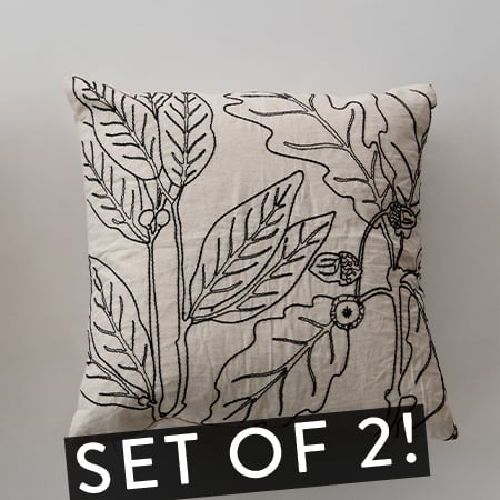 Rynx | Botanical embroidered pillows, set of 2
