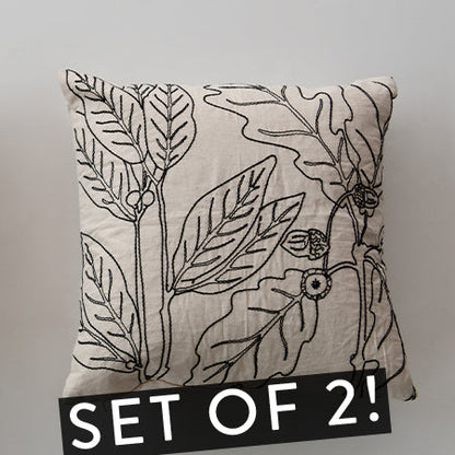 Rynx | Botanical embroidered pillows, set of 2