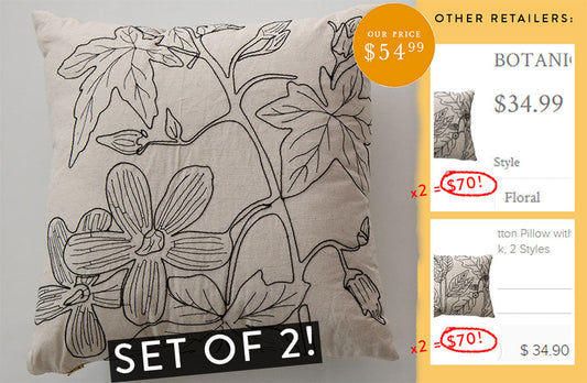 Rynx | Botanical embroidered pillows, set of 2