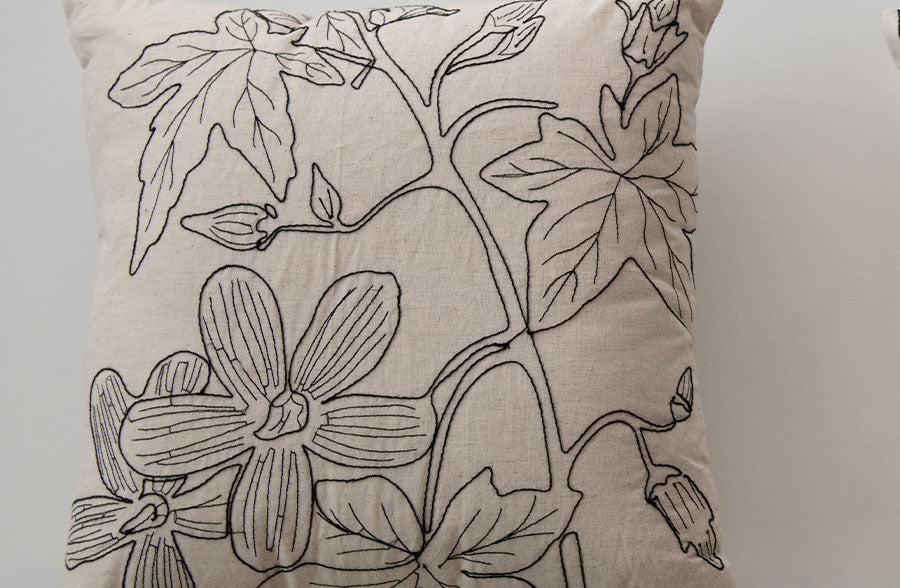 Rynx | Botanical embroidered pillows, set of 2