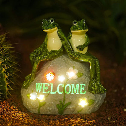 Rynx | Sunny garden statue with succulent plants and LED lights, outdoor garden decor