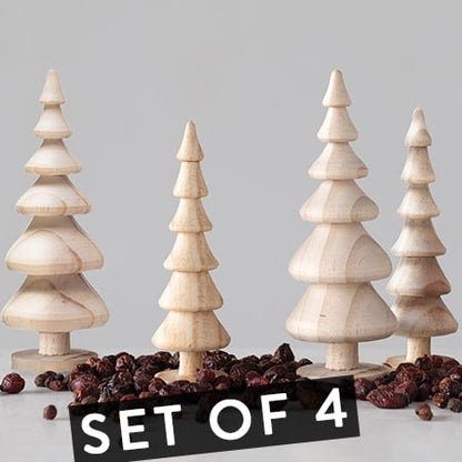 Rynx | Naturally carved wooden trees, set of 4