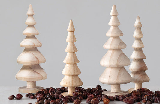 Rynx | Naturally carved wooden trees, set of 4