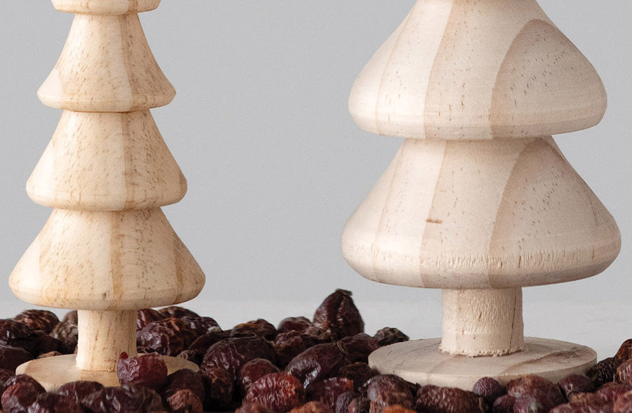 Rynx | Naturally carved wooden trees, set of 4