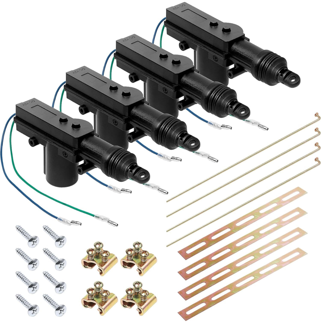 Rynx | Universal Car High Performance Door Central Locking System, Robust Durable High Performance Door Lock Kit Actuator 2 Wire 12 Volt, Package with 4